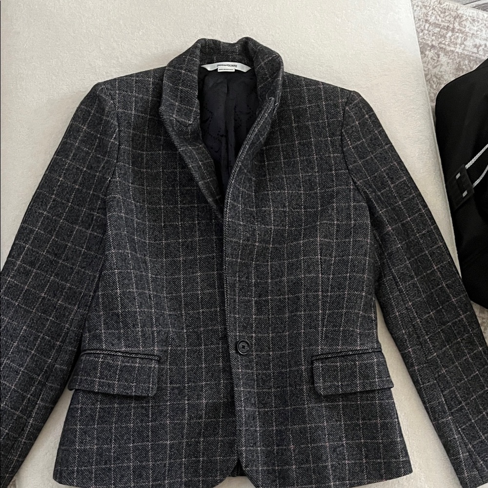Zadig & Voltaire Charcoal Windowpane Blazer